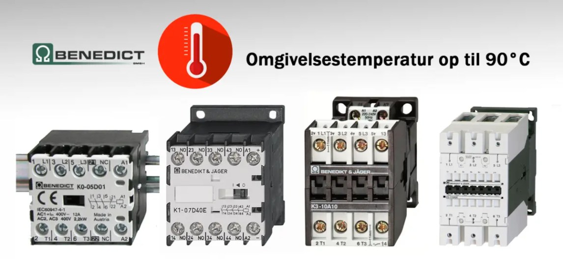 Kontaktor i optimeret kapsling tåler 90°C