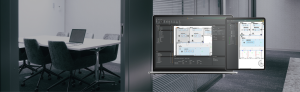 Casambi Pro pÃ¥ Windows PC og iPad med kontor i baggrunden