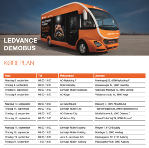 Ledvance Demobus køreplan 2018